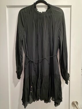 Banana Republic Black Ruffle Neck Blouse Dress